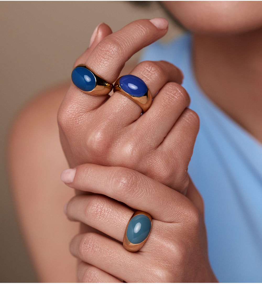 Pierścionek z granatową emalią PSA1219