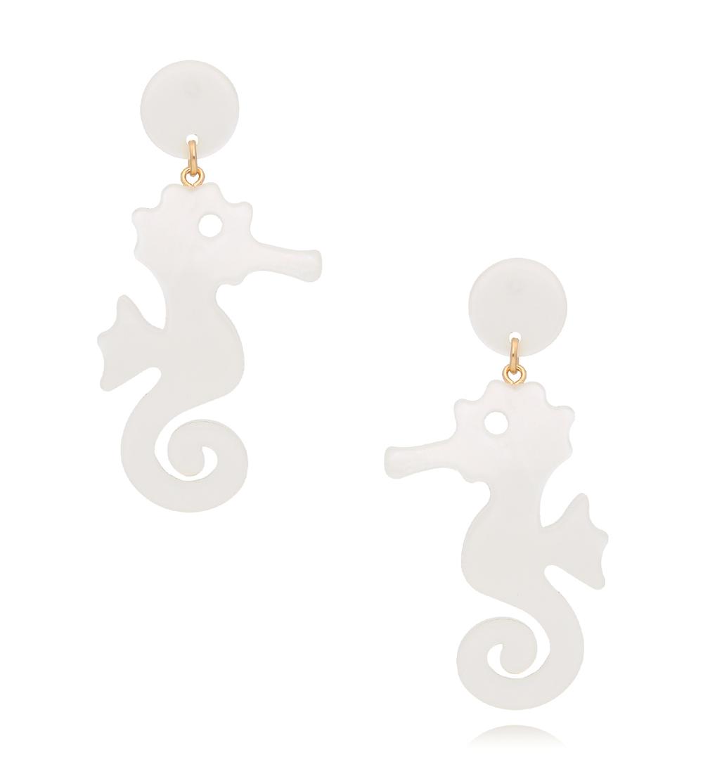 Kolczyki z białymi konikami morskimi Seahorse KZA0268
