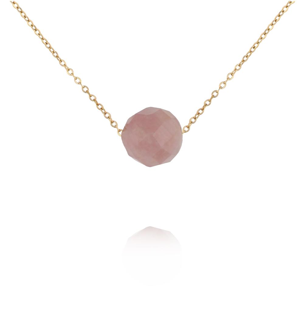 Naszyjnik z różowym turmalinem na delikatnym łańcuszku NLB0332