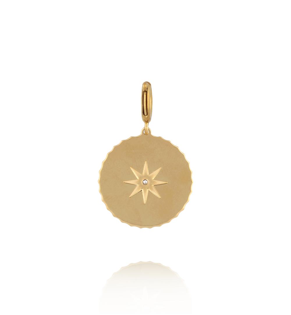 Charms złoty medalion z gwiazdką i cyrkonią CHA0111