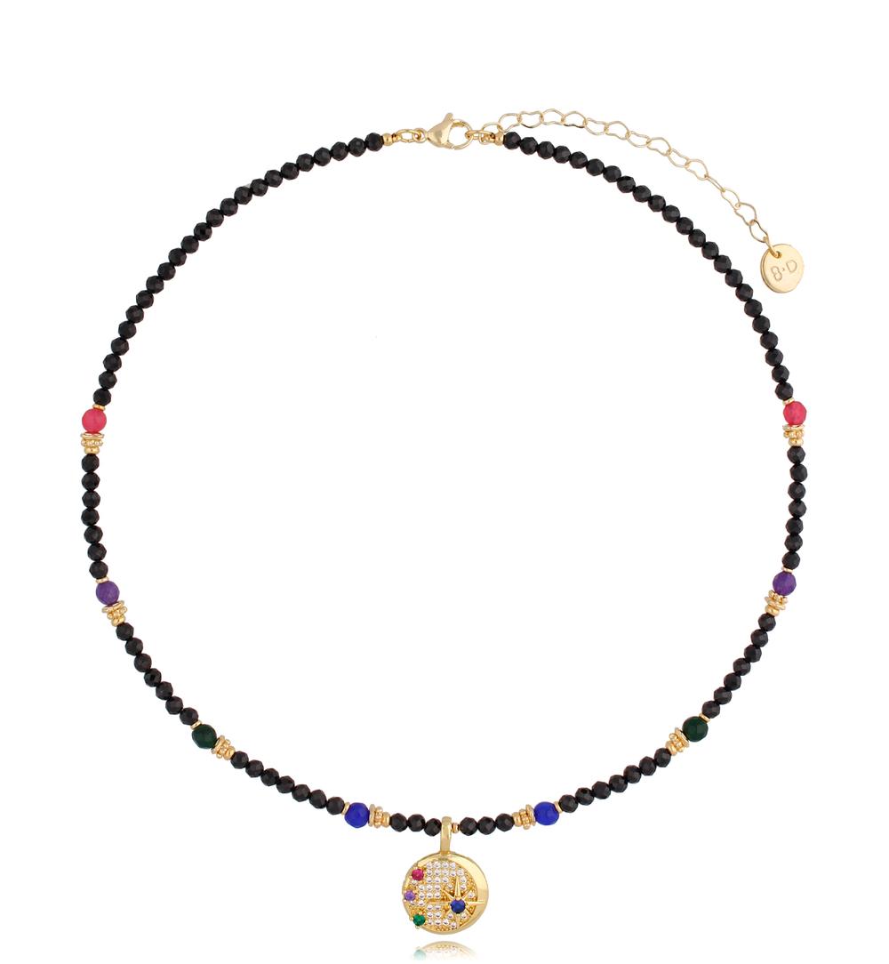 Naszyjnik czarny z kolorową zawieszką Beja NTW0897