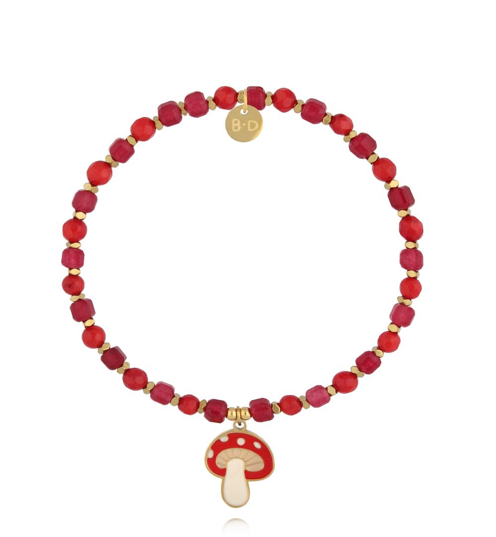 Bransoletka z jadeitami i turmalinami i zawieszką muchomora BTW3532