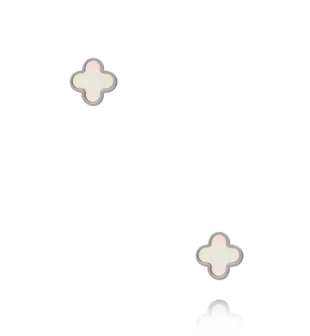 Kolczyki koniczynki z masą perłową srebrne KSA2576