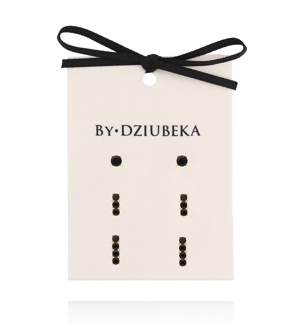 Zestaw kolczyków pozłacanych z czarnymi cyrkoniami KLT0044