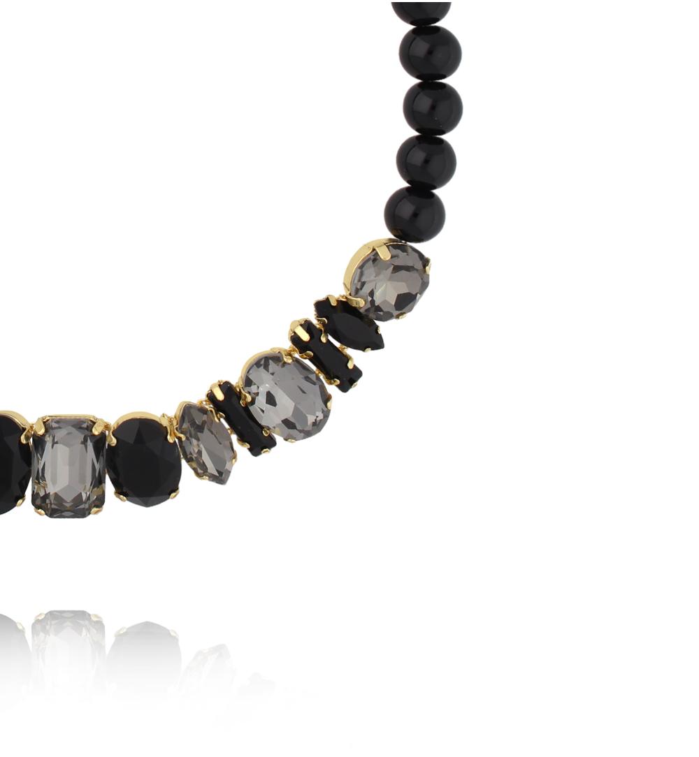 Naszyjnik z szarymi i czarnymi kryształami NS0405