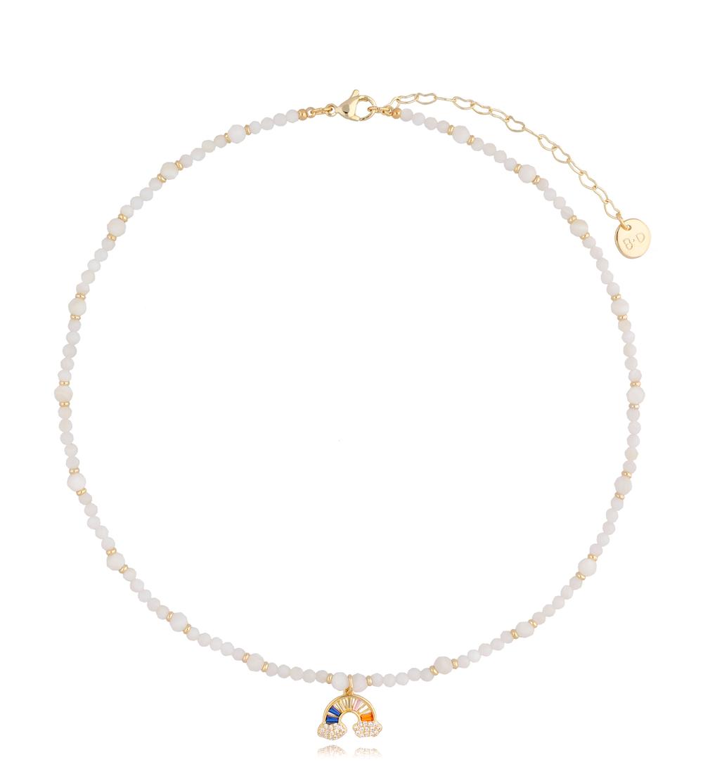 Naszyjnik z kamieniami księżycowymi i tęczą Carvoeiro NTW0765