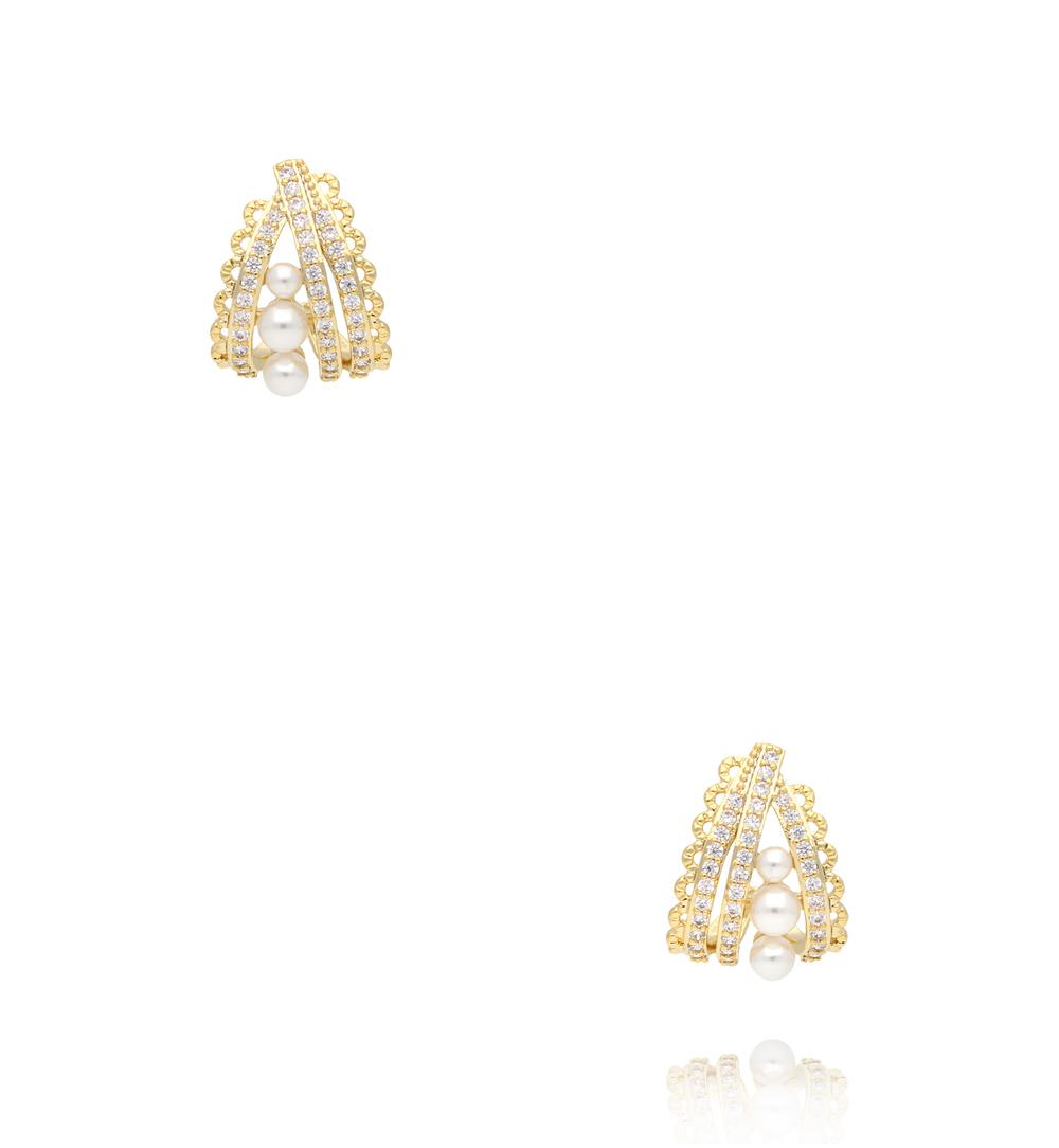 Kolczyki z perłami i cyrkoniami złote KSS2210