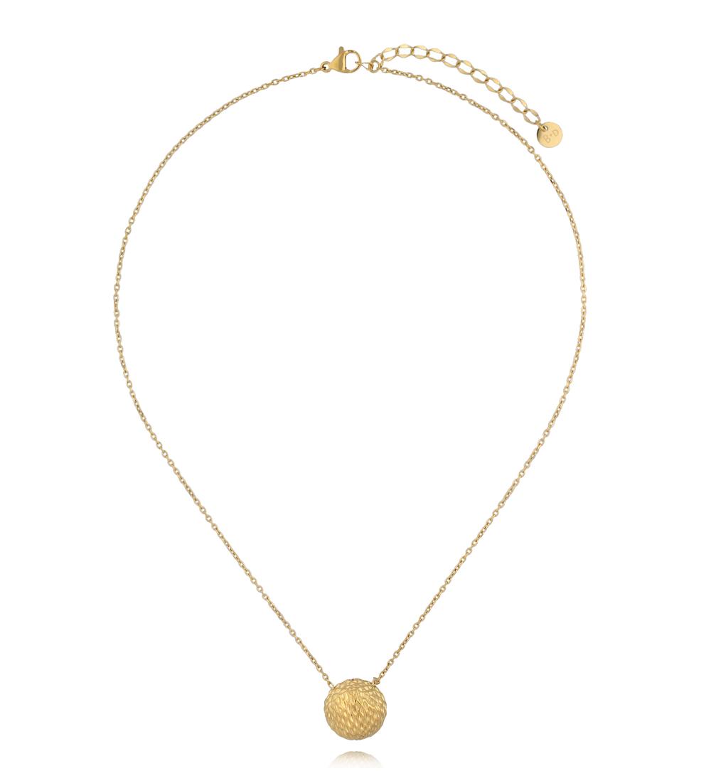 Naszyjnik z kulą o fakturowanej powierzchni złoty NSY0643