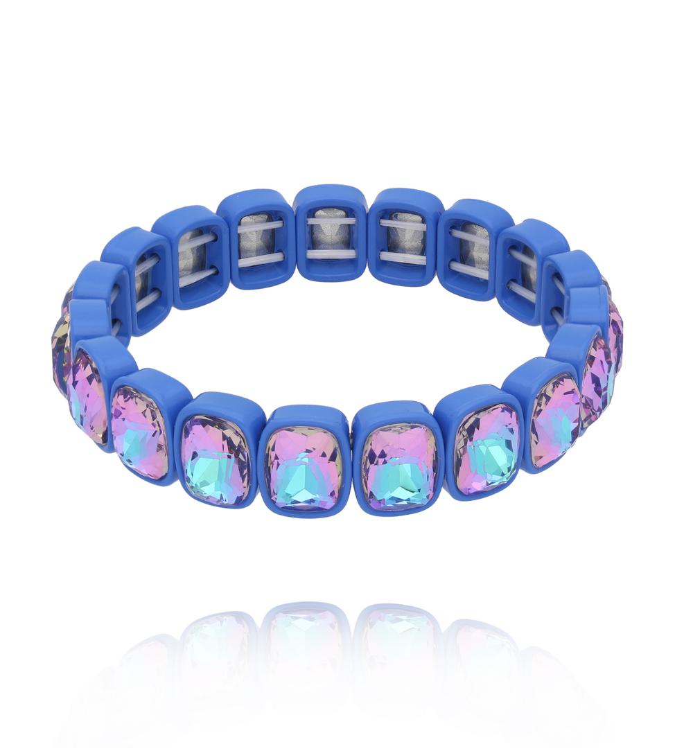 Zestaw bransoletek z geometrycznymi kryształami w odcieniach błękitu i fioletu ZN0111