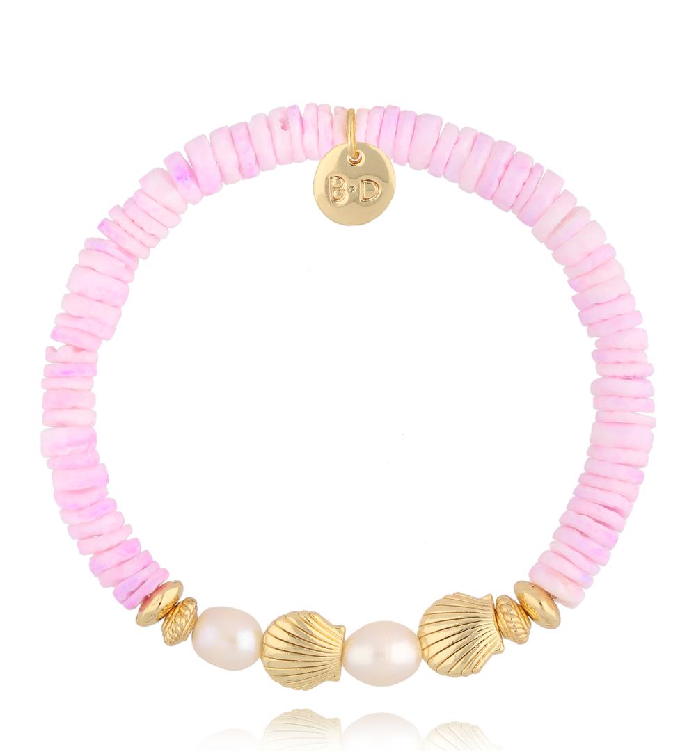 Bransoletka z fioletowymi muszlami i perłami Pearl and Shell BSH0135