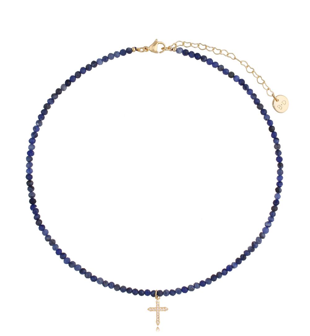 Naszyjnik z sodalitami i krzyżykiem Nighttime NTW0760