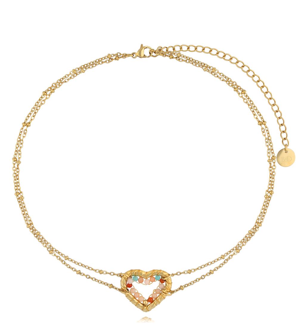 Choker z sercem kolorowy Beades NBI0022