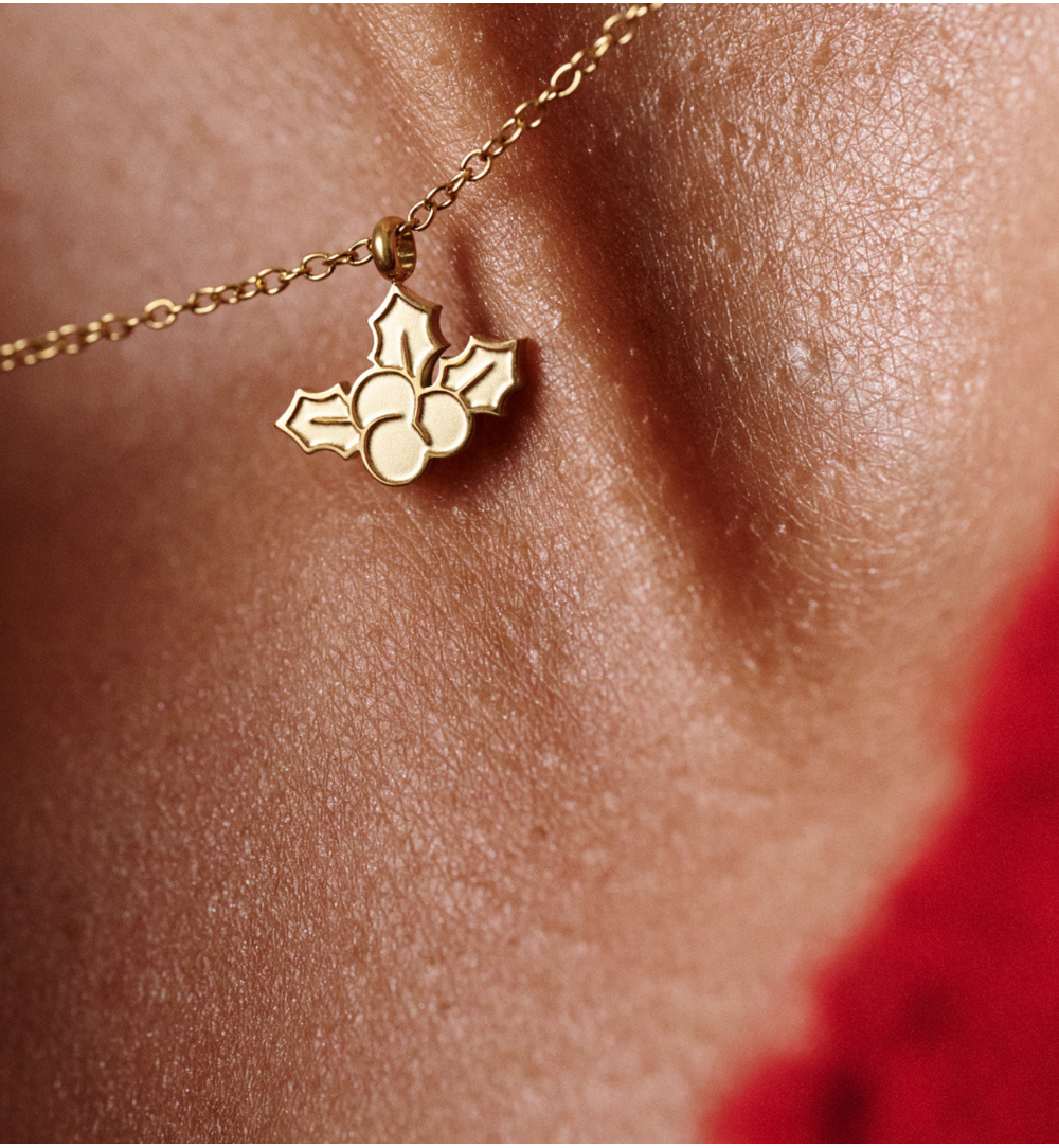 Naszyjnik ze świątecznymi listkami złoty NSA1373