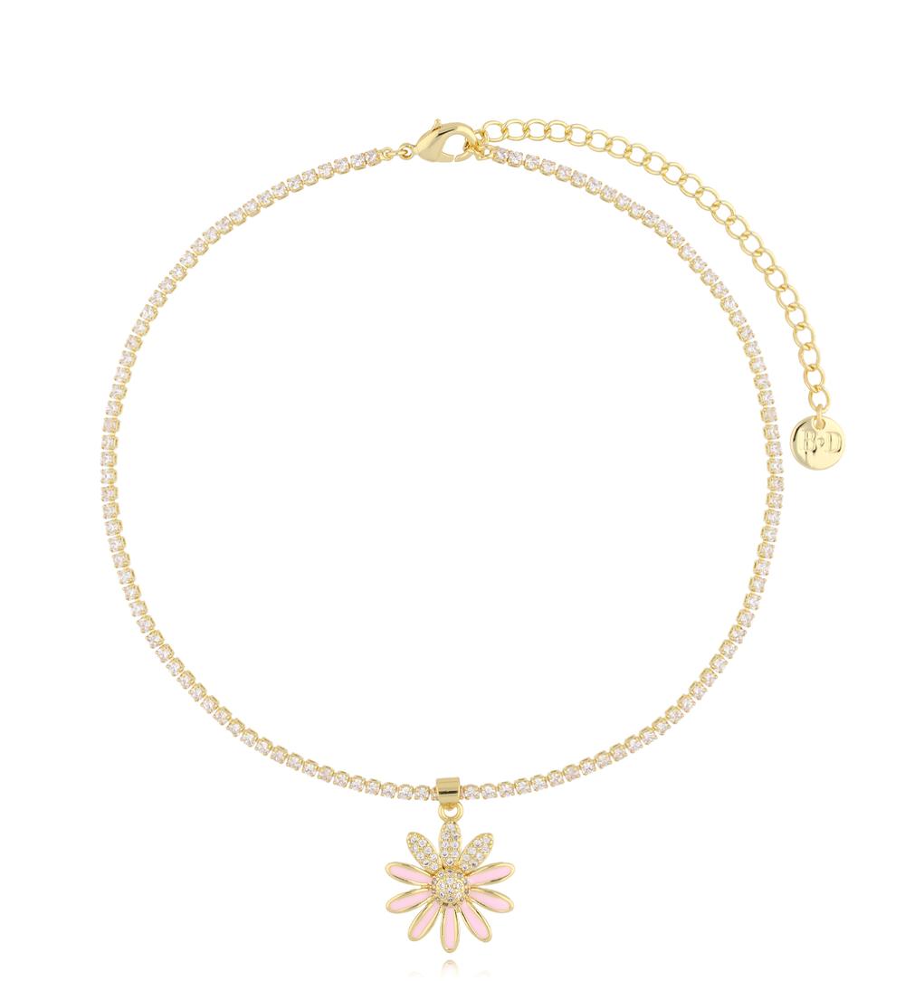 Naszyjnik z różowym kwiatuszkami Fleur Rose NS0219