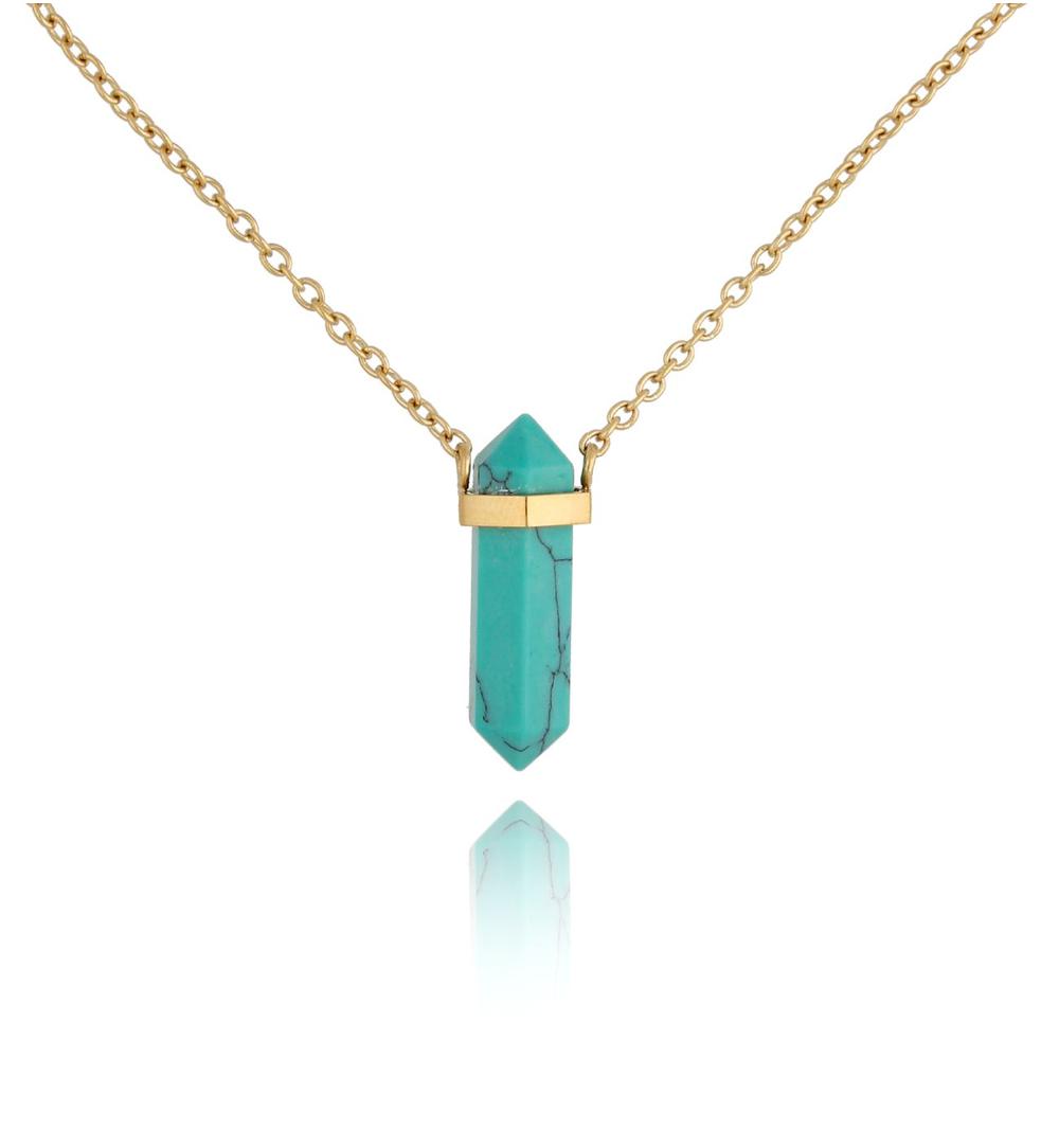 Naszyjnik z turkusem syntetycznym Shelly 46 cm NLB0244