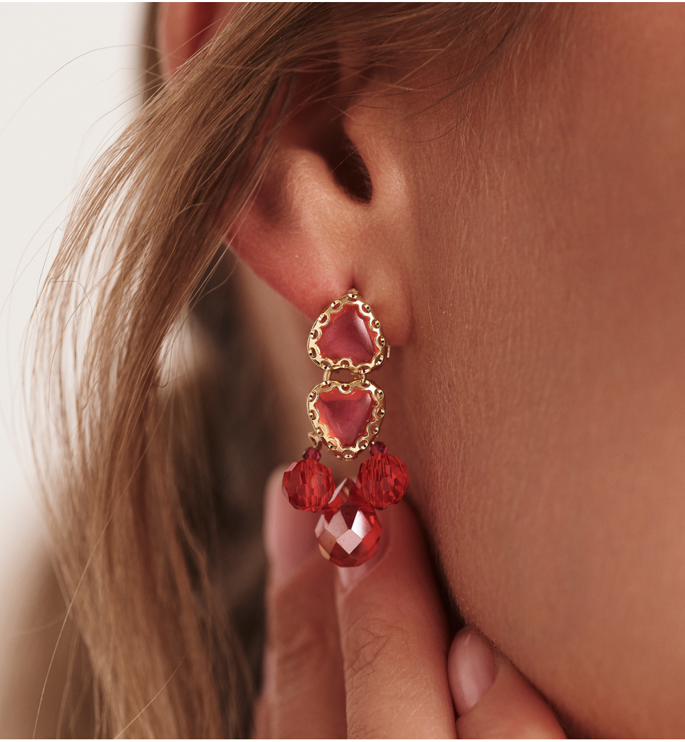 Kolczyki czerwone z kryształami KGA0033