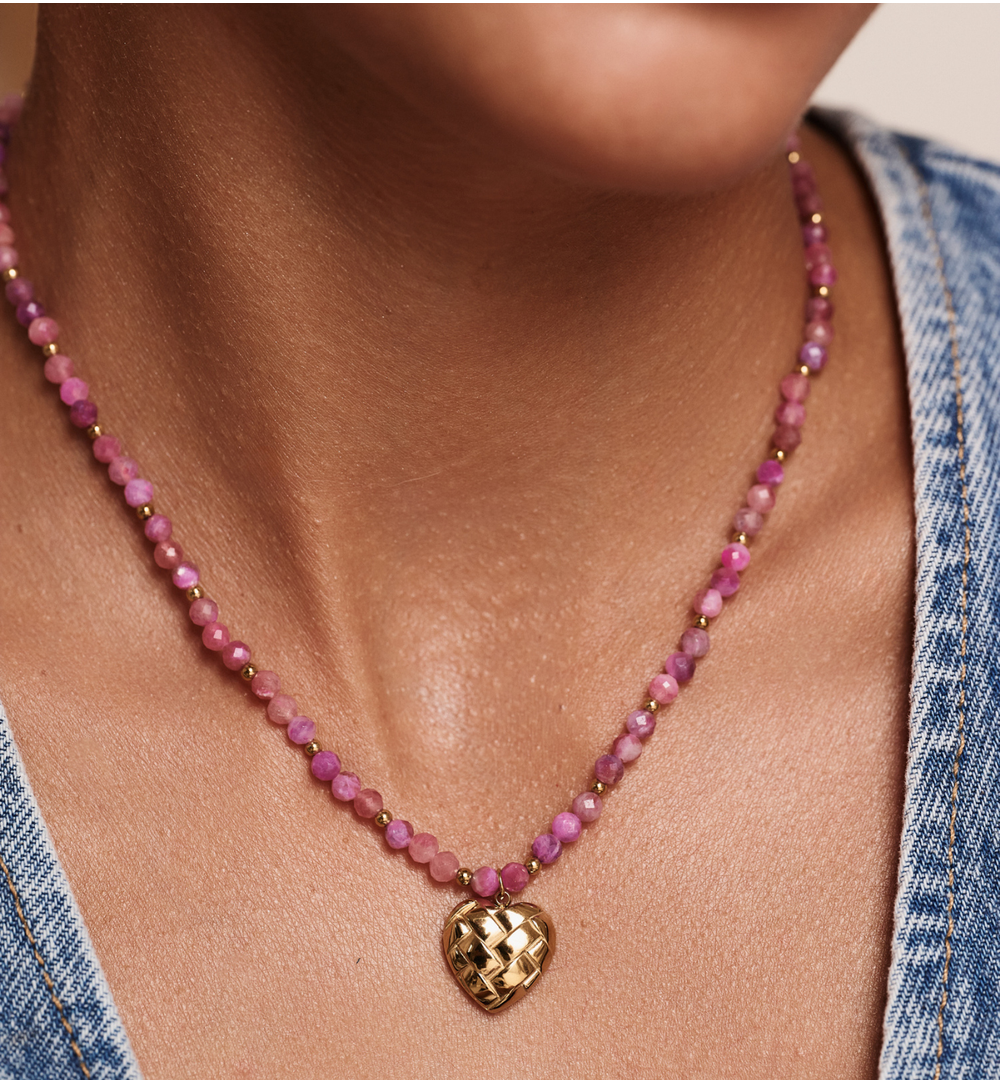 Naszyjnik z turmalinami i sercem NTW1530