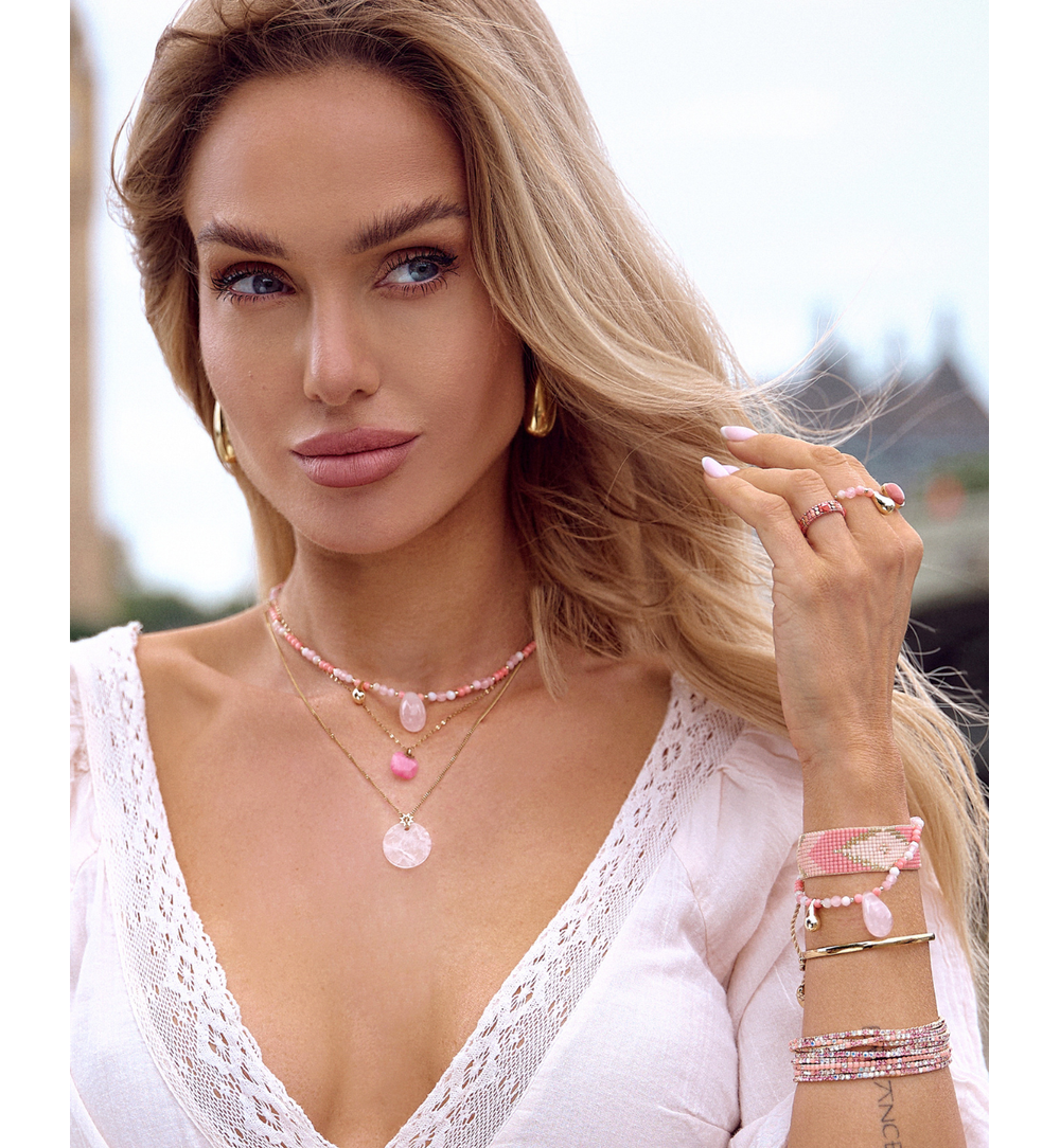 Naszyjnik z  jadeitem fuksjowym Island Elegance NPA1230