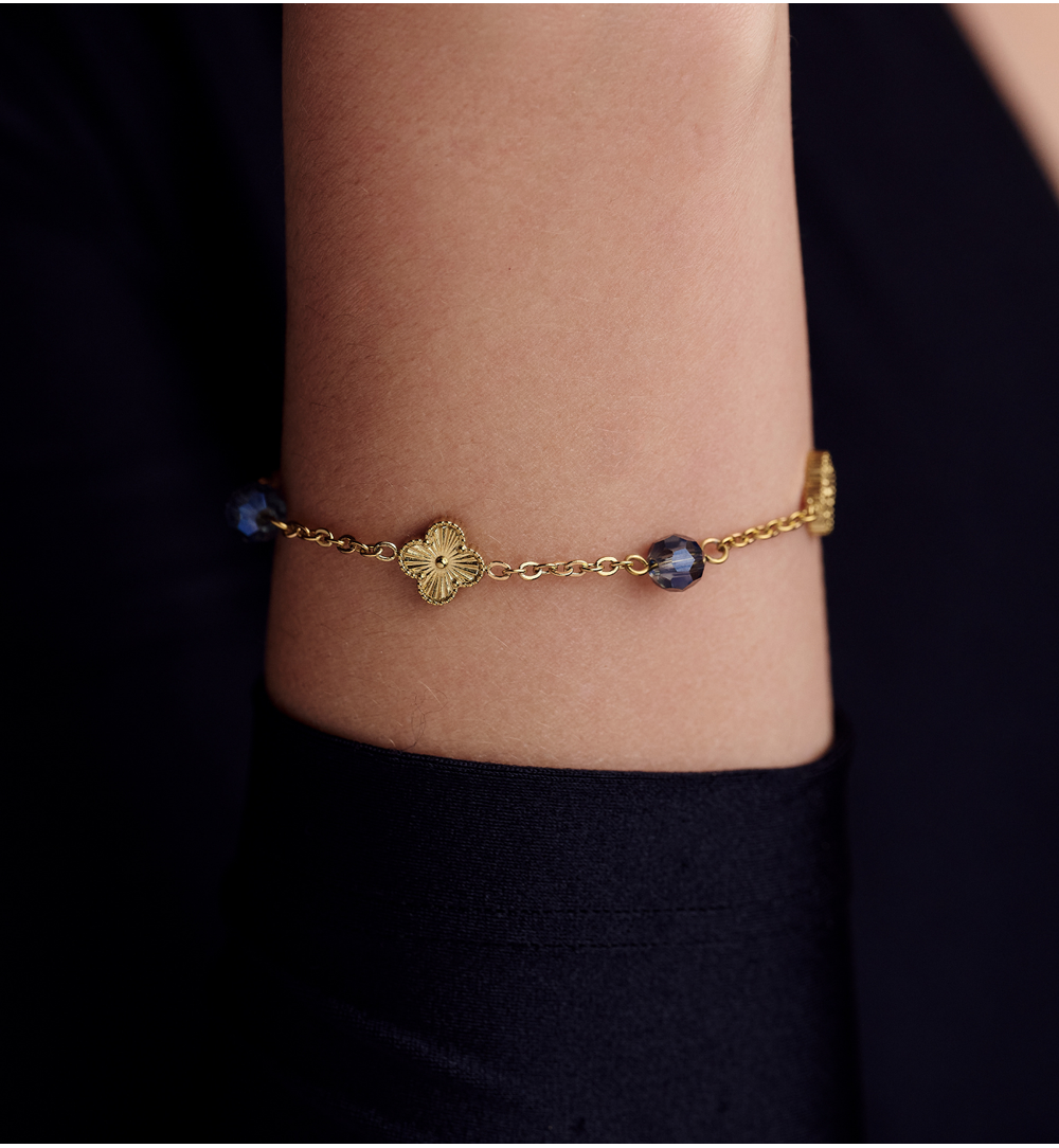 Bransoletka z koniczynkami i kryształkami BSY0531