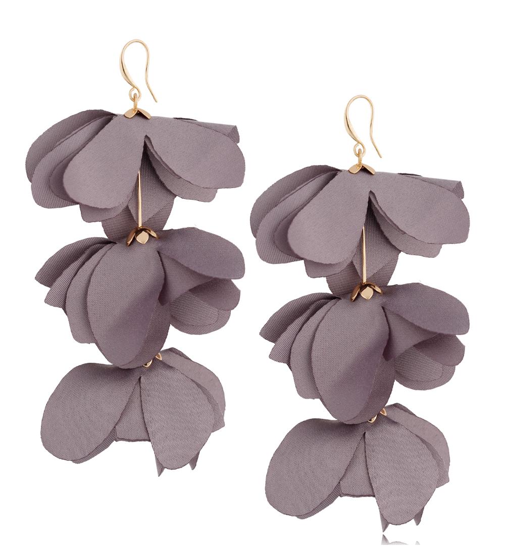 Kolczyki kwiaty satynowe szare Madeira KBL1112