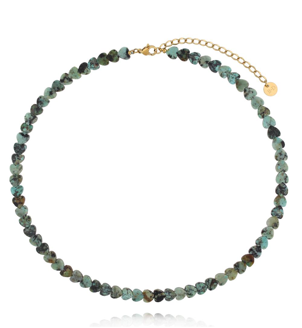 Naszyjnik z turkusu afrykańskiego – serca NTW1655