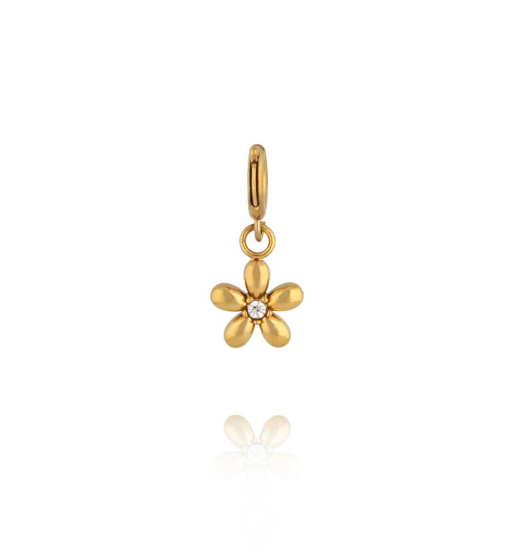 Charms złoty kwiatuszek z cyrkonią CHA0158