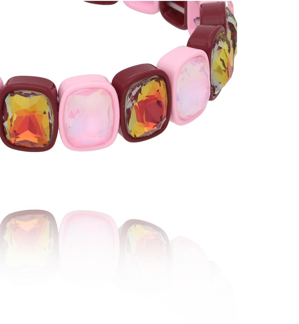 Bransoletka elastyczna z kryształami – róż i bordo BCR0098