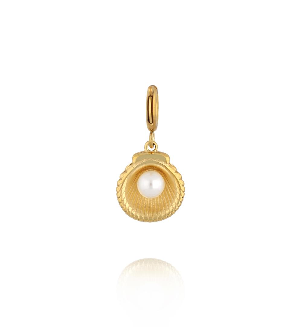 Charms złota muszla z perłą CHA0271