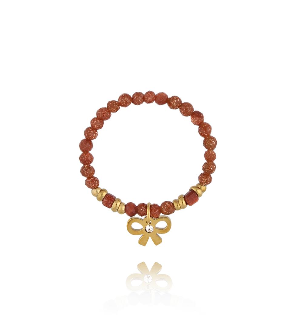 Pierścionek z piaskiem pustyni z zawieszką kokardką PTW0585