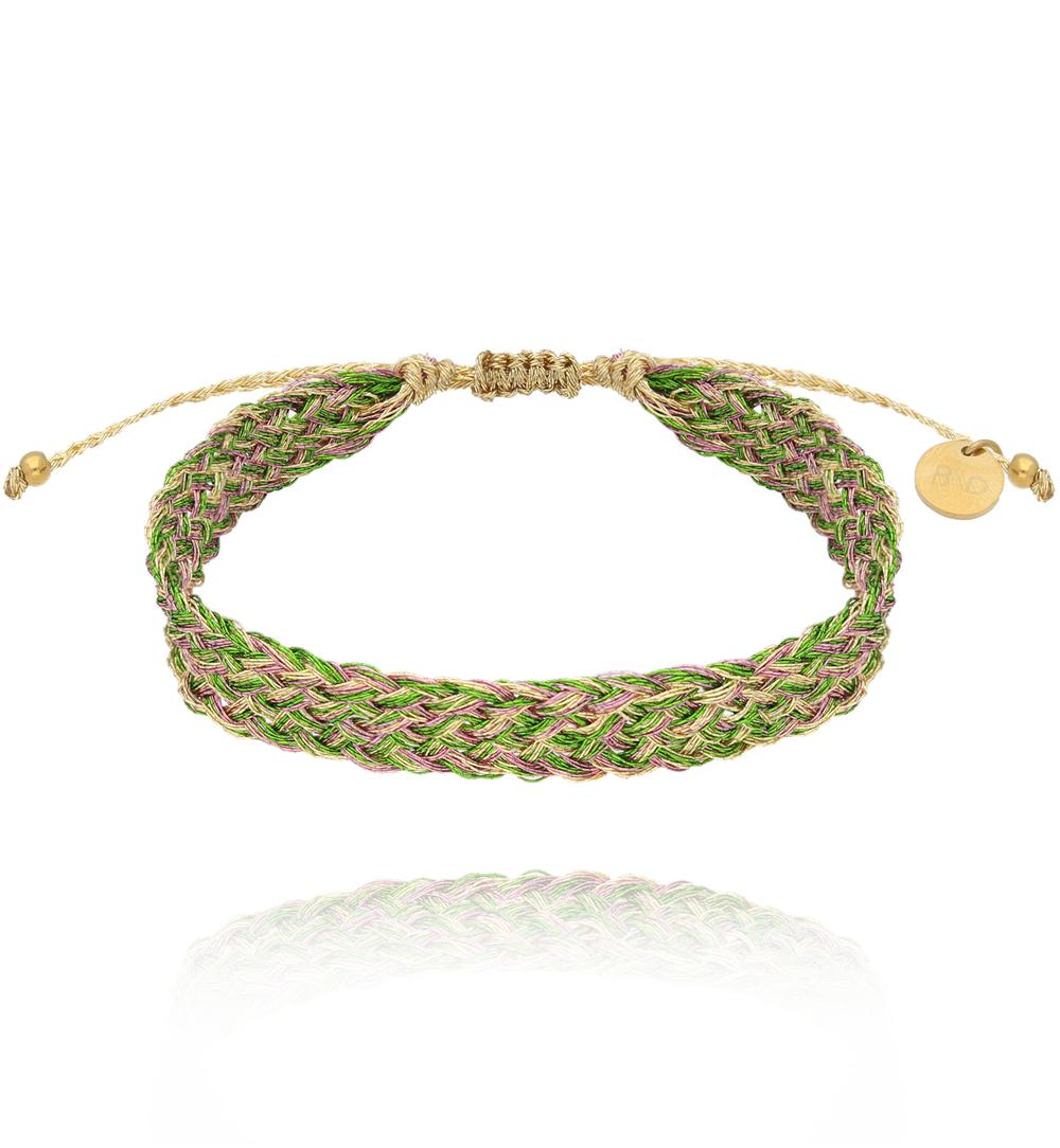 Bransoletka zielono fioletowa pleciona Braided BSC1942