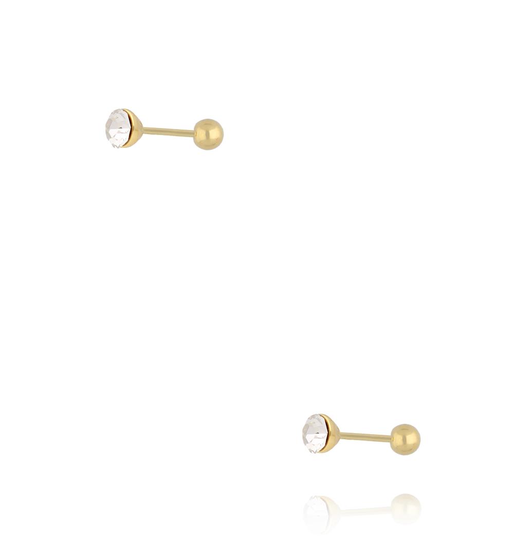 Kolczyki z bezbarwnym kryształem w złotej oprawie KCA0168