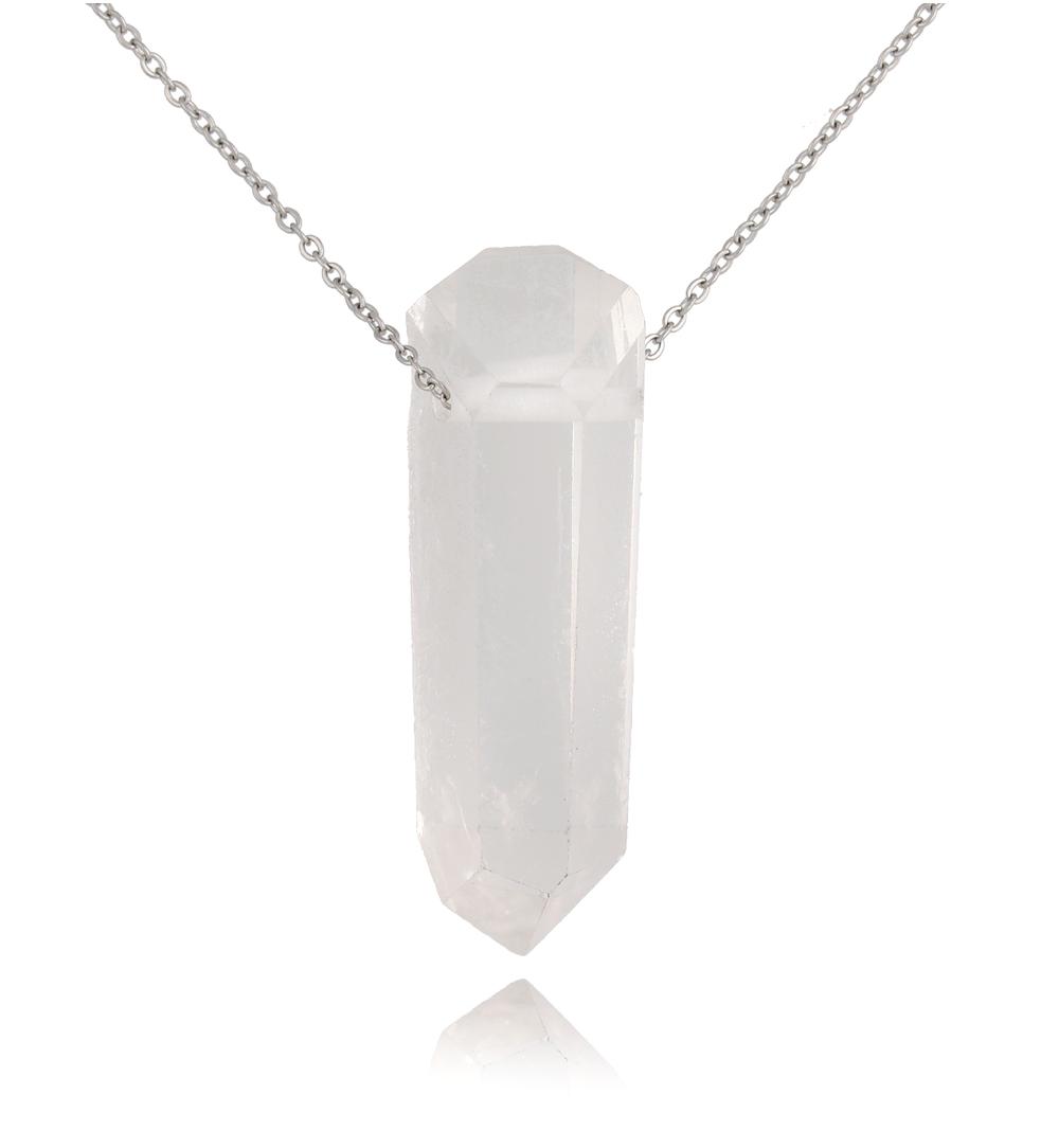 Naszyjnik z kryształem górskim srebrny Neve NLB0117