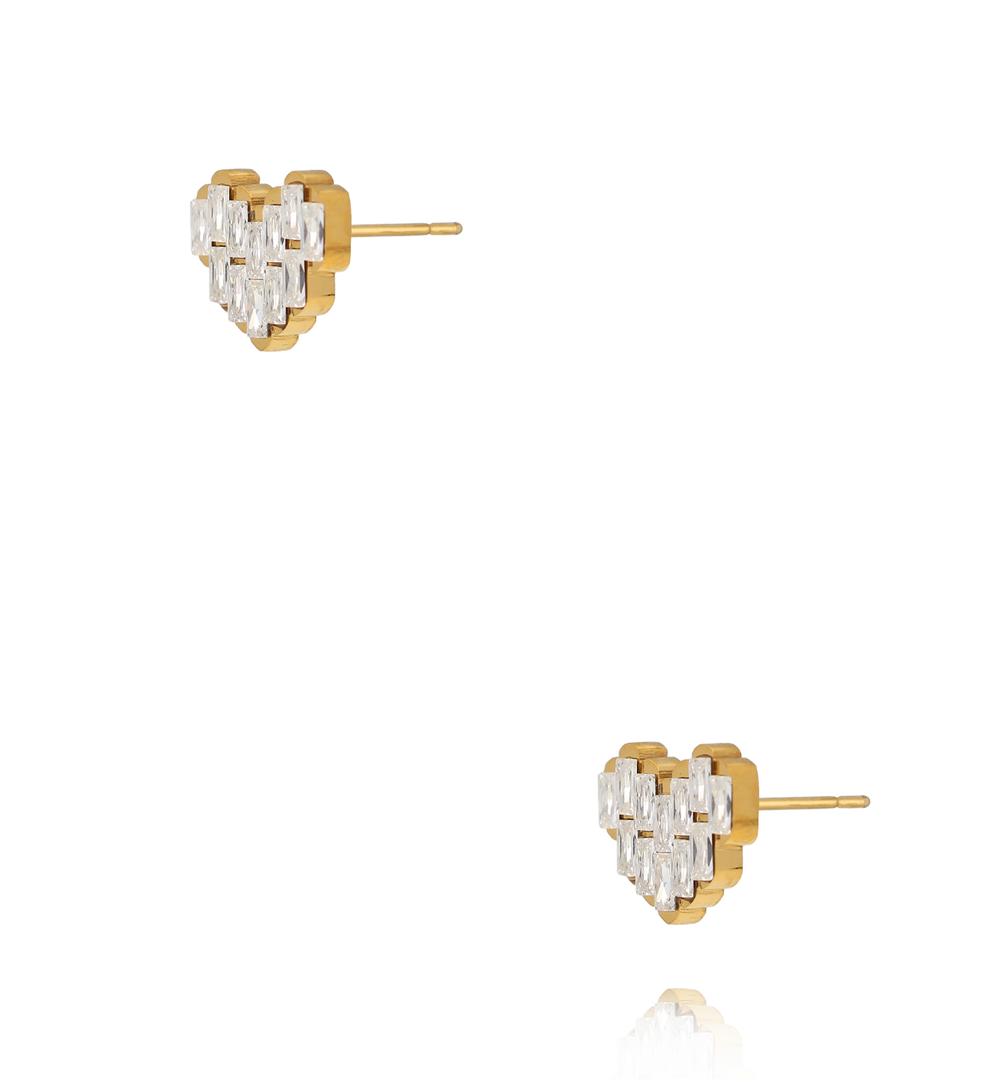 Kolczyki serduszka z cyrkoniami złote KSY0704