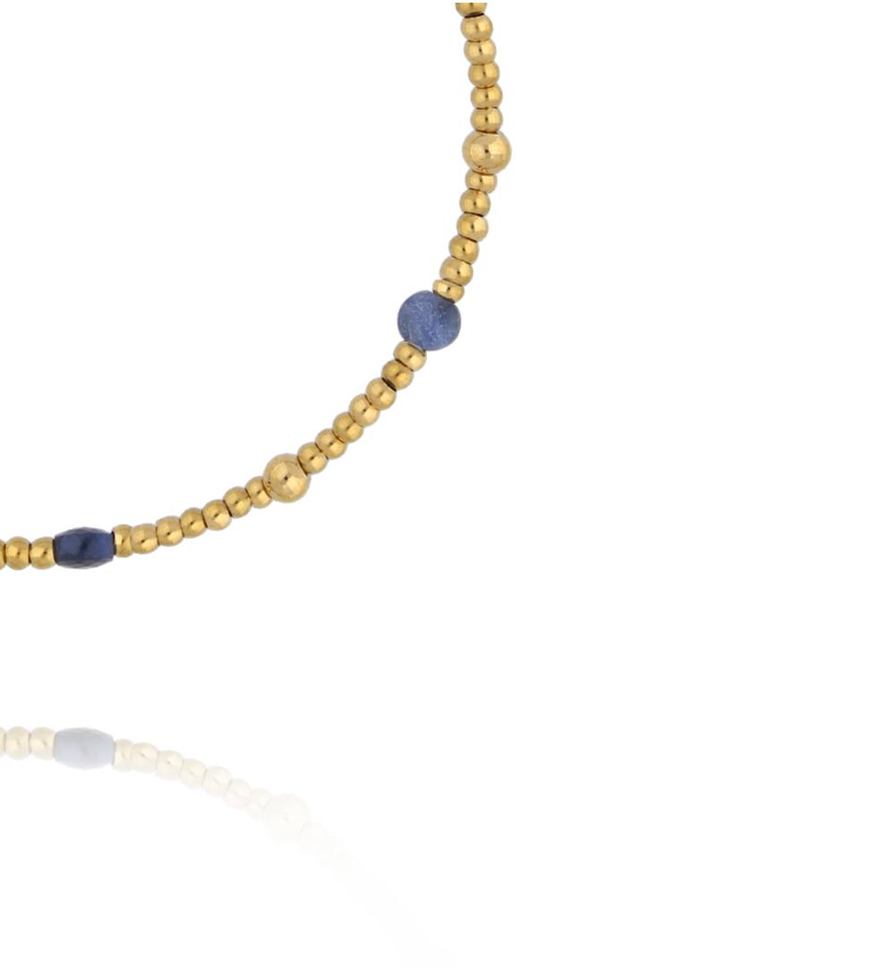 Bransoletka z sodalitu i złoconych koralików BTW3564