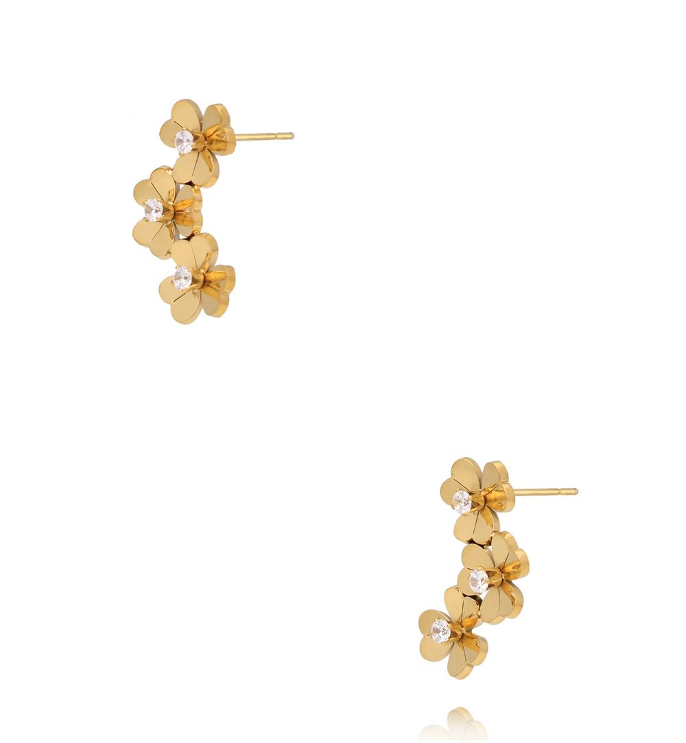 Kolczyki z kwiatszkami złote KSY0697