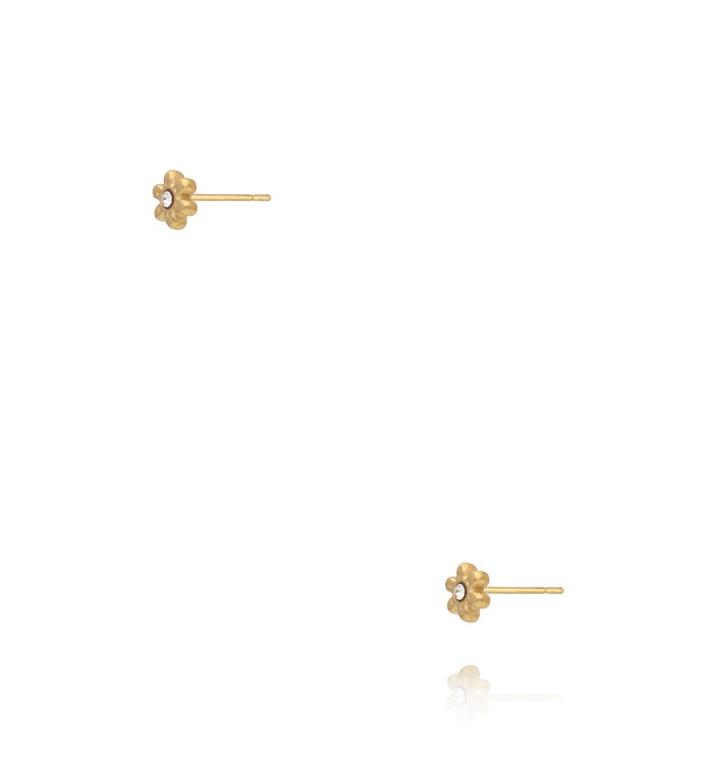 Kolczyki kwiatki z cyrkonią – złocone KSY0573