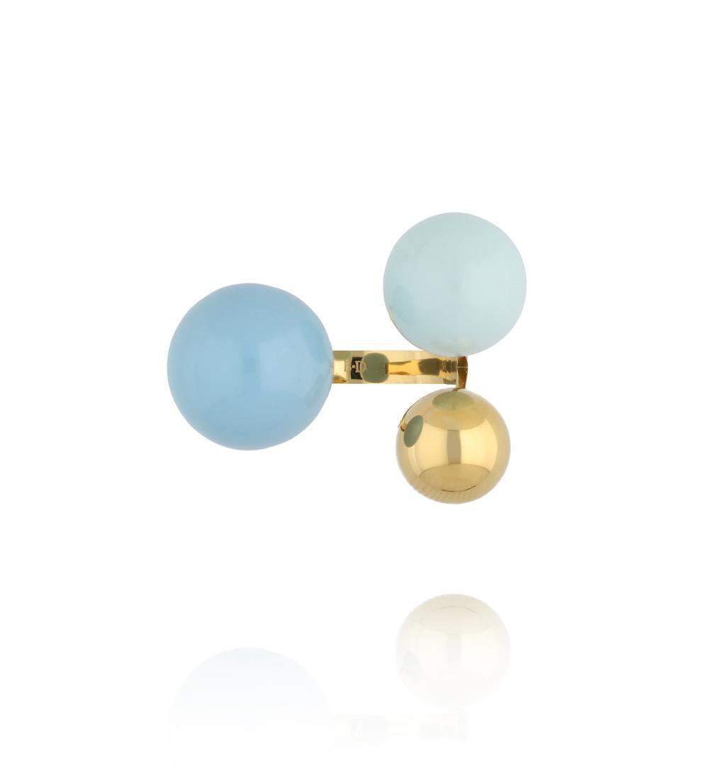 Pierścionek z kulami w odcieniach błękitu i złota PSA1113