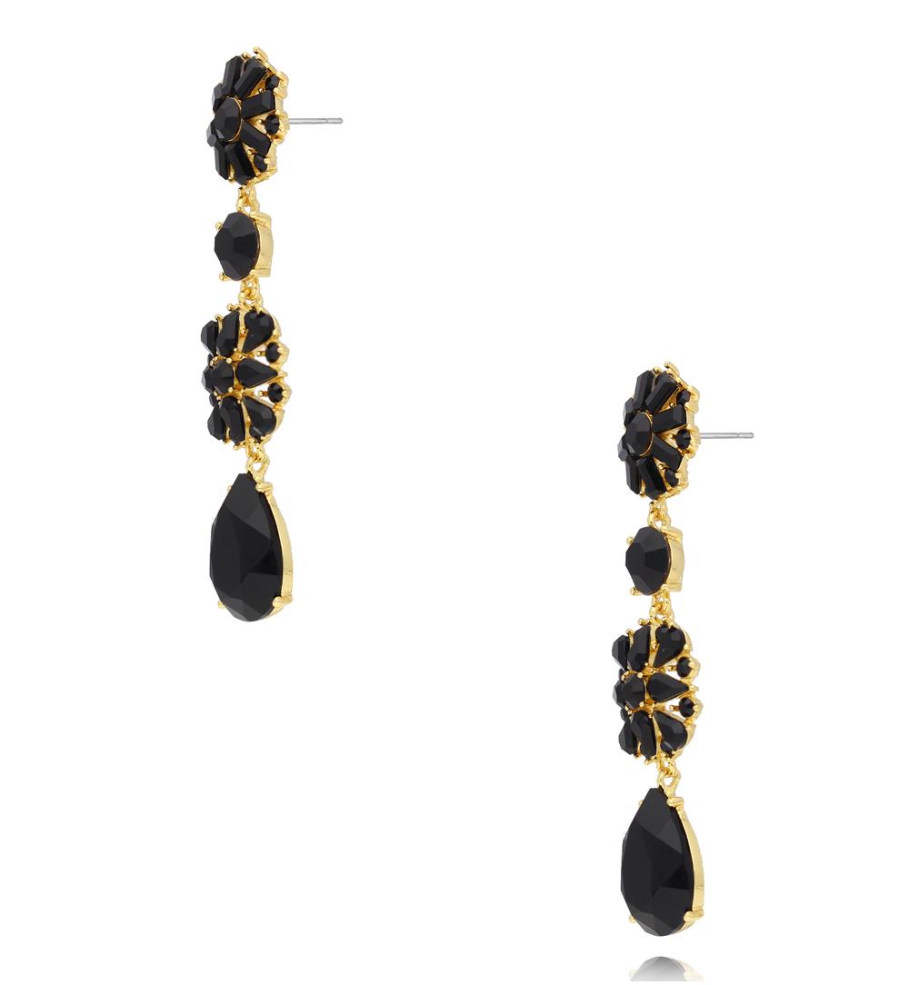 Kolczyki z czarnymi kryształami KSS2255