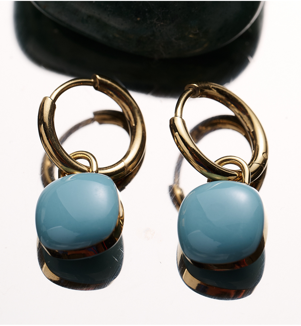 Kolczyki kółka z błękitną zawieszką KSY0373