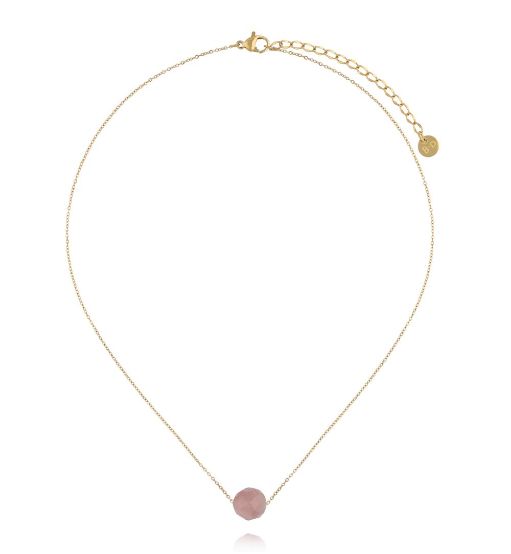 Naszyjnik z różowym turmalinem na delikatnym łańcuszku NLB0332