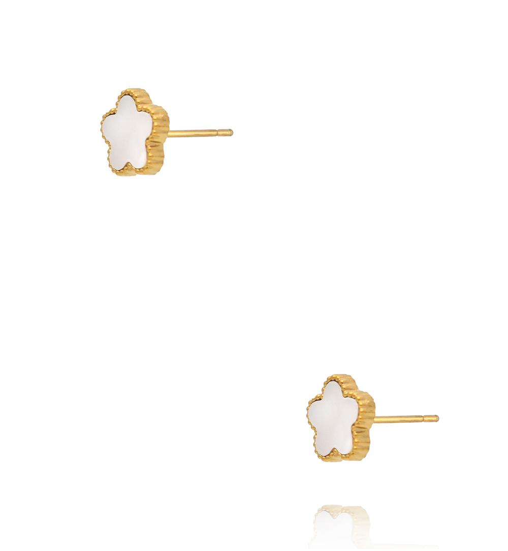 Kolczyki wkrętki w kształcie kwiatów z masą perłową KSY0702