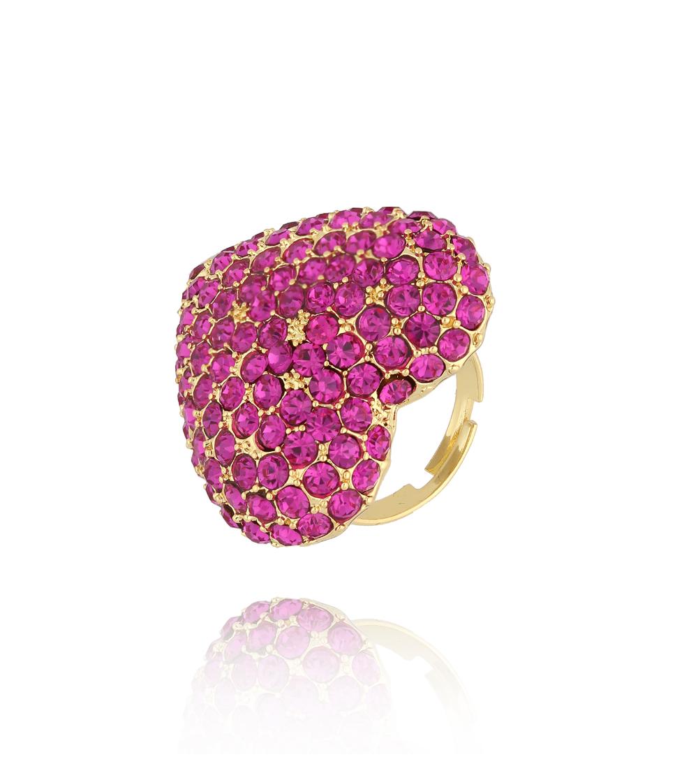 Pierścionek z kryształowym sercem Pink Heart PSS0108