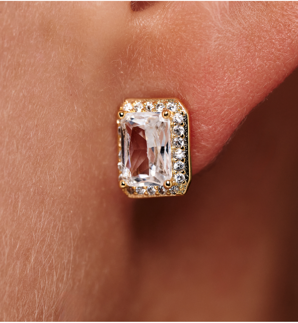 Kolczyki prostokątne z transparentnymi kryształami KSS2189