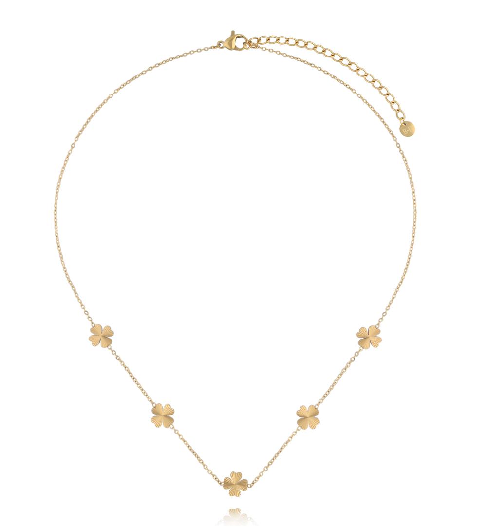 Zestaw biżuterii z motywem koniczynki złoty ZN0105