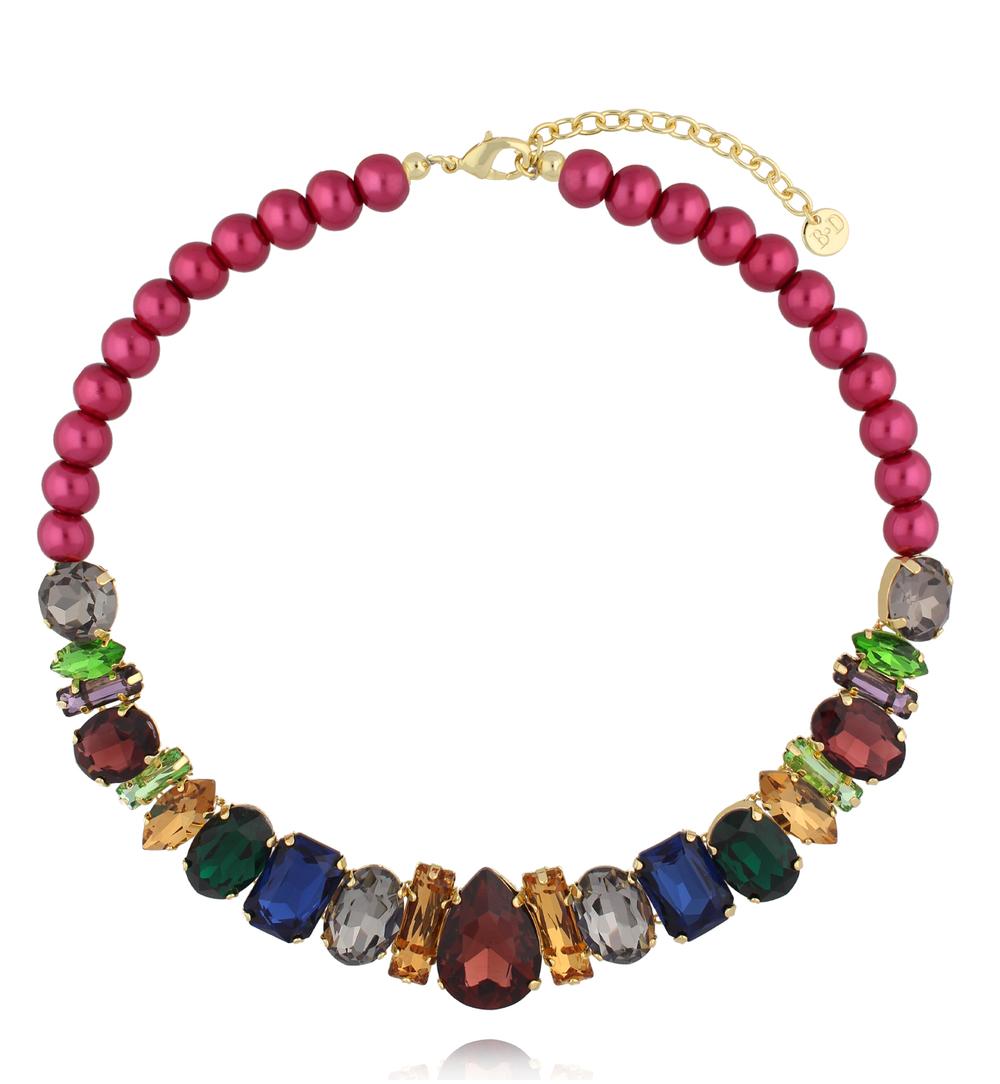 Naszyjnik z pereł i brodowych kryształów NS0404