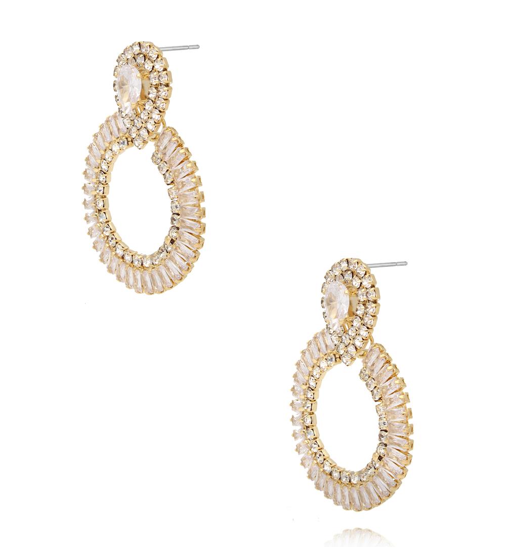 Kolczyki koła z cyrkoniami złote KLU0196