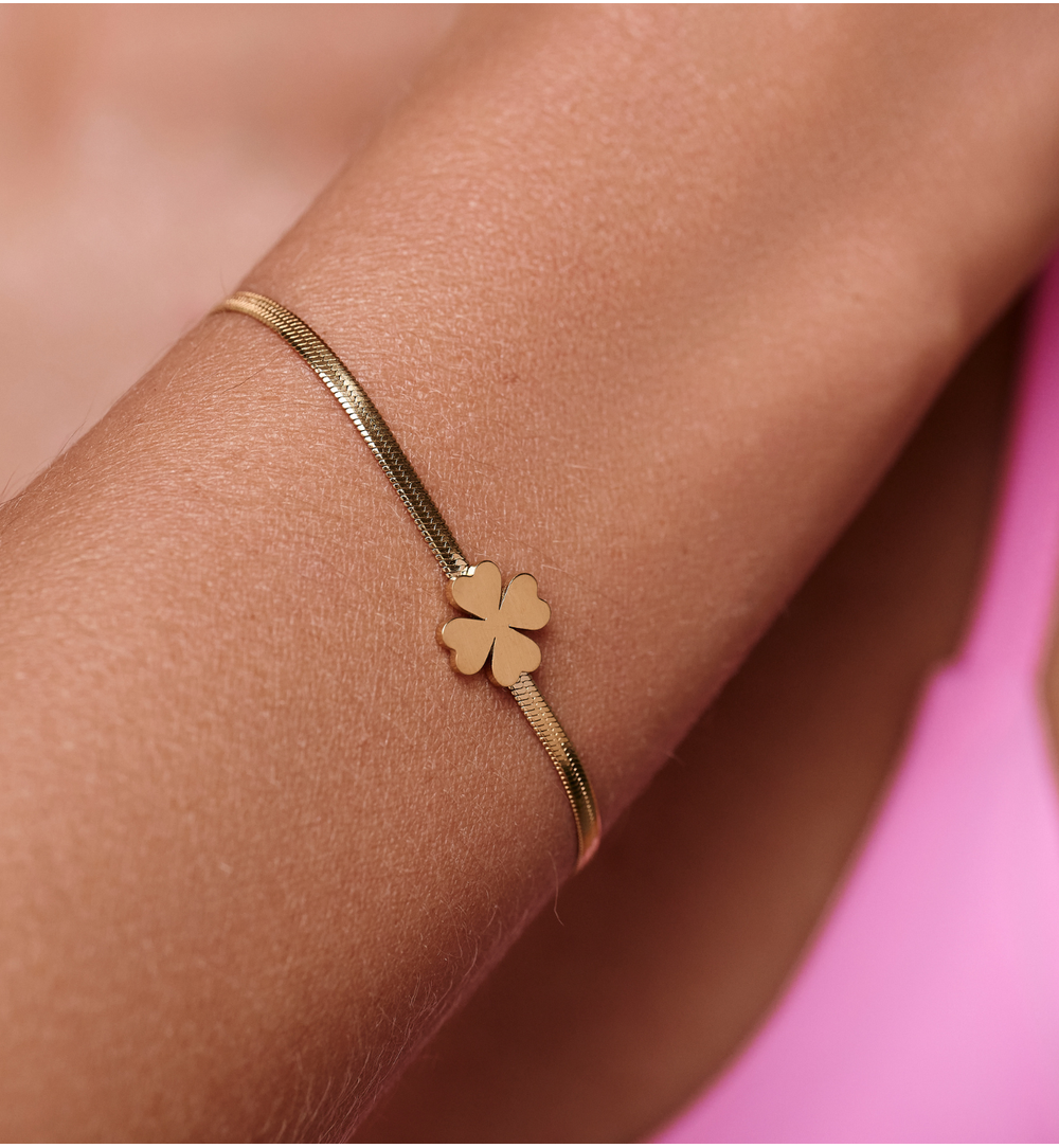 Bransoletka złota żmijka z koniczynką BEA0063