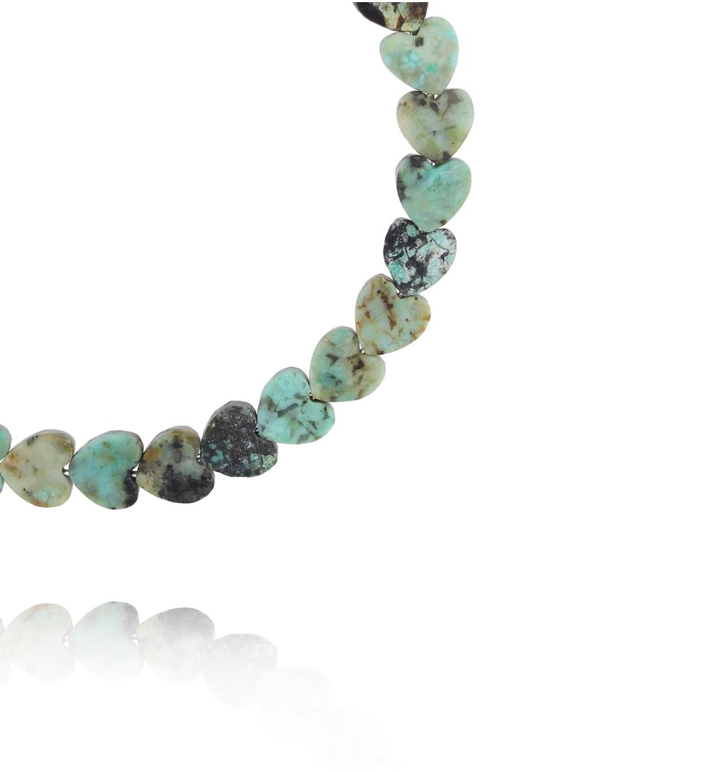 Bransoletka z sercami- turkusy afrykańskie BTW3740