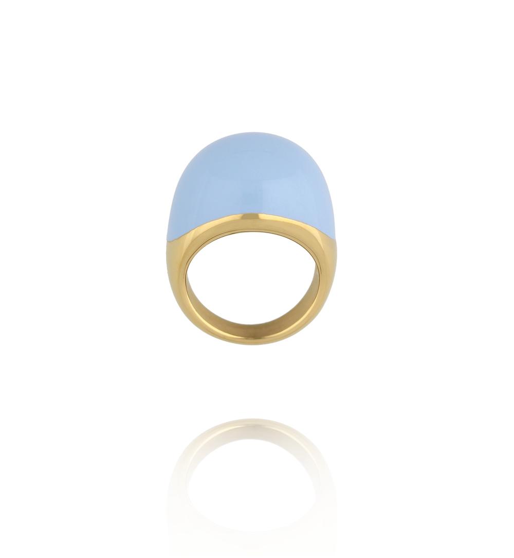 Pierścionek złoty z błękitną emalią PSA1273