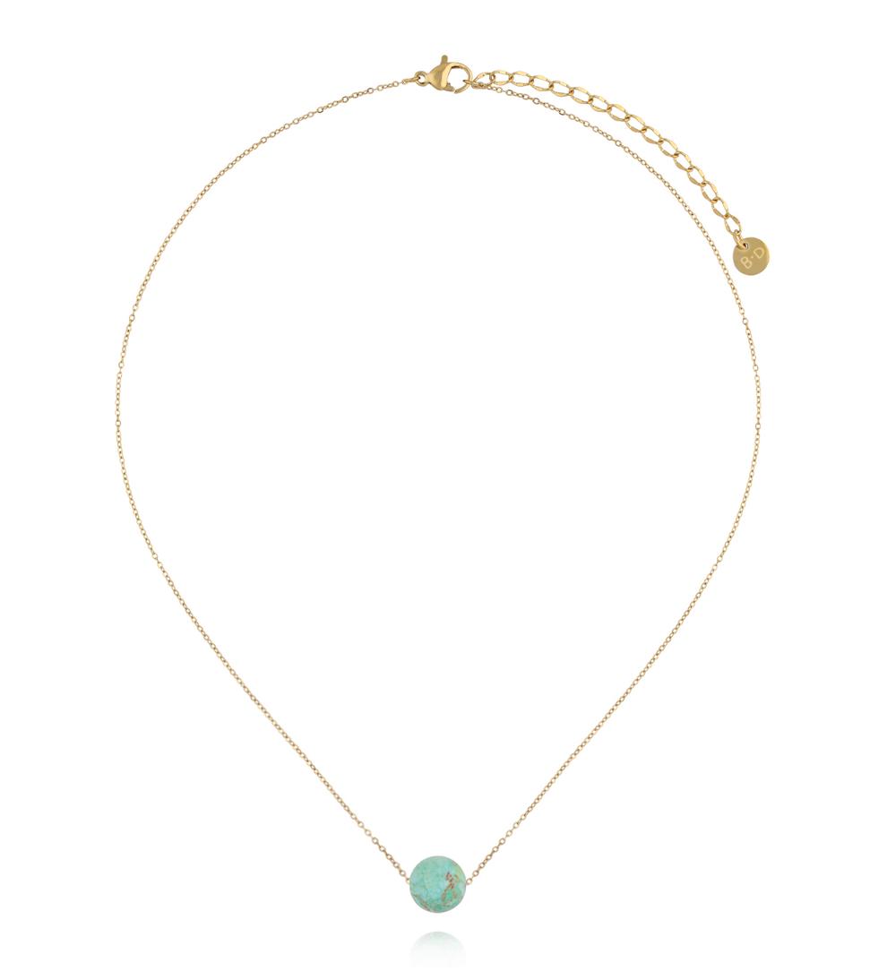 Naszyjnik z chryzokolą na delikatnym złotym łańcuszku NLB0402